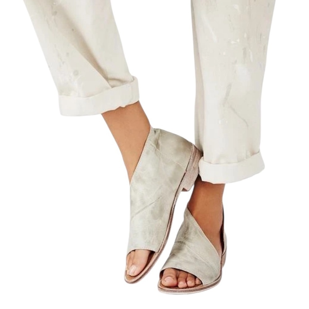 Free People Monte Blanc asymmetrical distressed leather open toes sandals boho